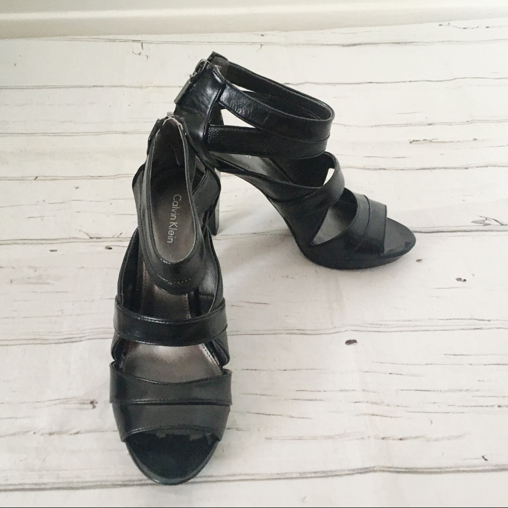 Calvin Klein Delilah Black Sandals Heels Size 8
